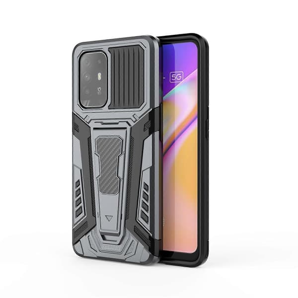 For OPPO F19 Pro+ 5G War Chariot Series Armor All-inclusive Shockproof PC + TPU Protective Case with Invisible Stand