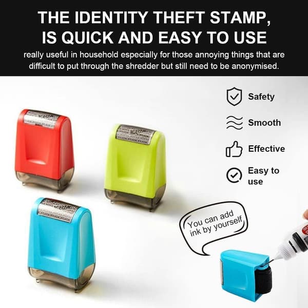 3-piece Identity Protection Roller, Refillable Self-Inking Anti-Theft Stamp Confidential Roller Stamp for Personal Messages