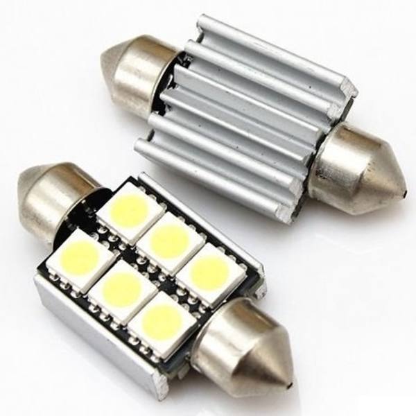 LED-pære, sokkel C5W, 6-LED (2-pak)
