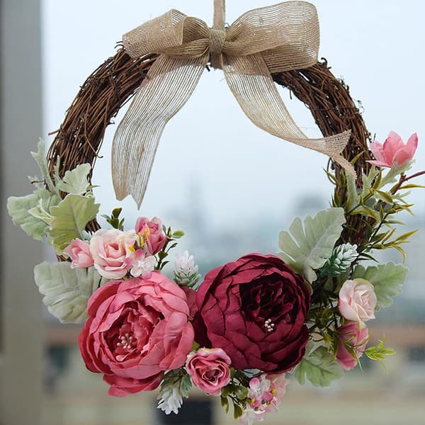 Door Wreath, 10.25 \" Artificial Non-Fading Peony, Decorative Hanging