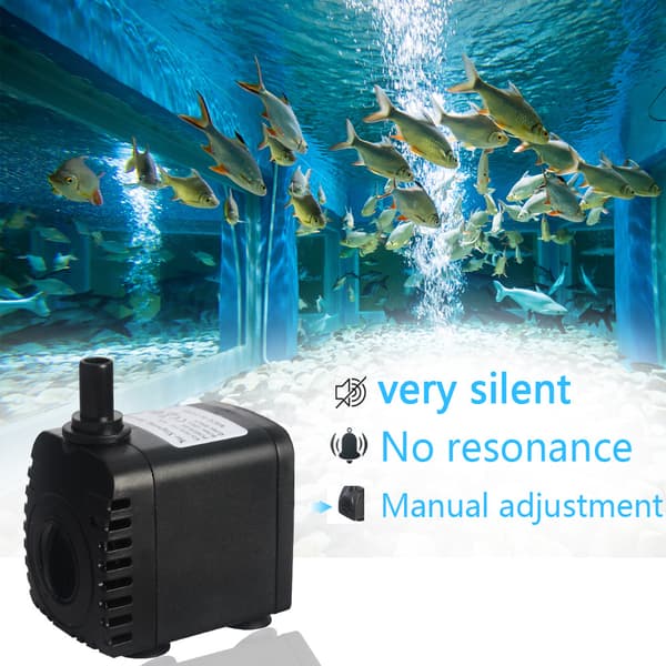 Dränkbar vattenpump, 600L/H 8W ultratyst akvarievattenpump