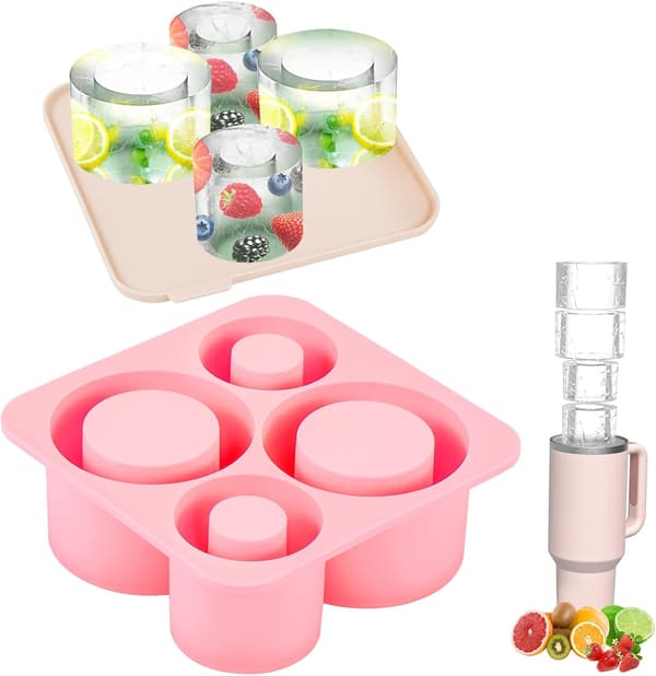 Isterningebakke til Tumbler, 4 stk. Silikone hul cylinder isform
