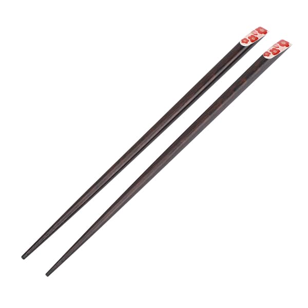 1 Pair Reusable Durable Wooden Chopsticks with Japanese Sakura Pattern (Red)