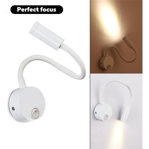2 Pieces LED Wall Reading Lamp Silver Aluminum, Desk Lamp Warm White Light Eye Protection Design, Bedside Lamp with Switch