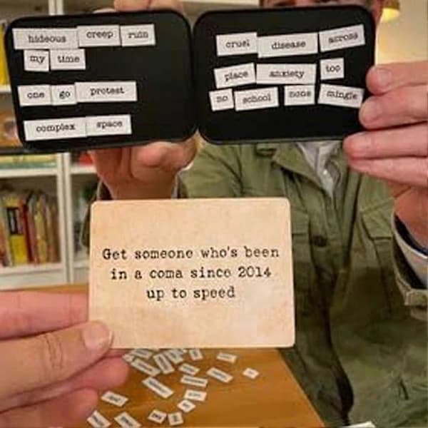 Ransom Notes - Absurdi sanamagneettipeli - Hilpeä seurapeli 3+ pelaajalle