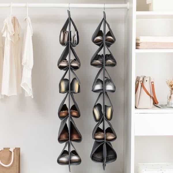 2-pack Shoe Storage Bag - 12 Pockets for Door Hanging - Foldable for Hanging Shoe Cabinet with Hooks
