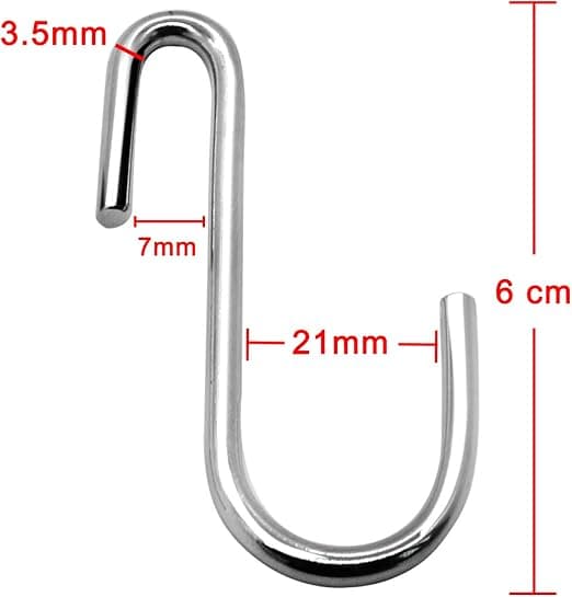 (20 stycken, små, silver) 20-pack 6 cm Kraftiga S-formade Hängkrokar för Kök, Badrum, Sovrum och Kontor