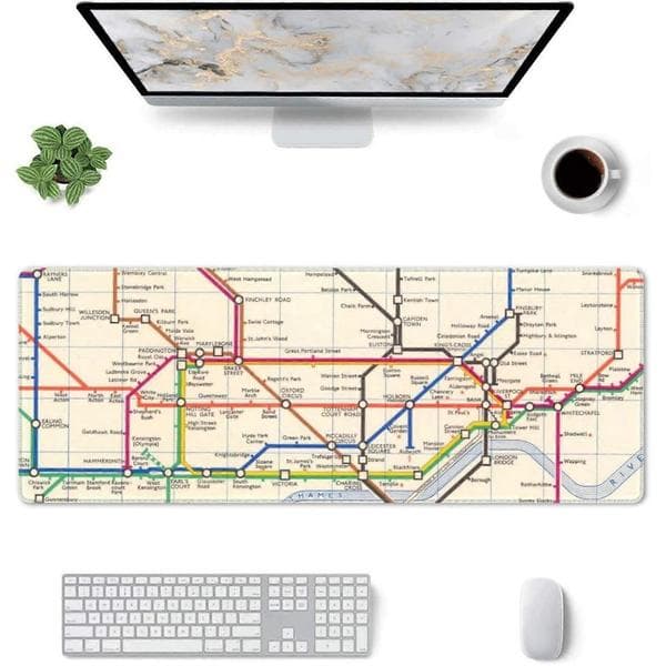 Large Mouse Pad, Desk Mat, London Underground Map Keyboard Computer Extended
