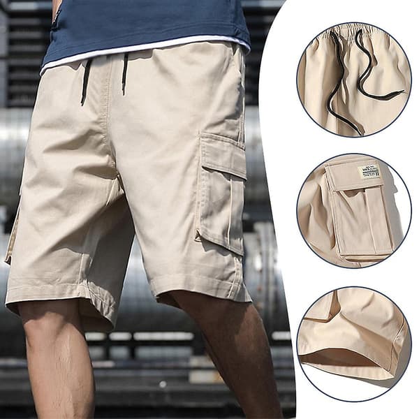 Herreshorts til sommer, afslappede, komfortable, alsidige shorts med snøre til udendørs brug