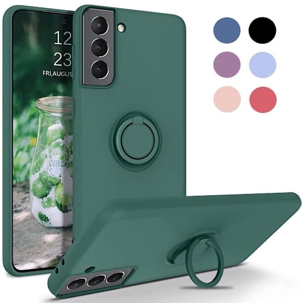 Samsung S21 - Vælg farve Silikonecover Magnetisk Ringholder Grøn Grøn{AZC}