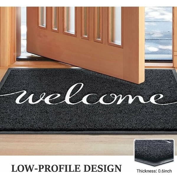 Durable Welcome Mat Flat Doormat Front Door Mat Indoor Outdoor Doormat (Welcome)