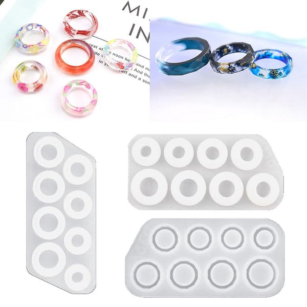 Kristalform DIY Håndværk Krystal Epoxy Resin Form Blandede Ringe