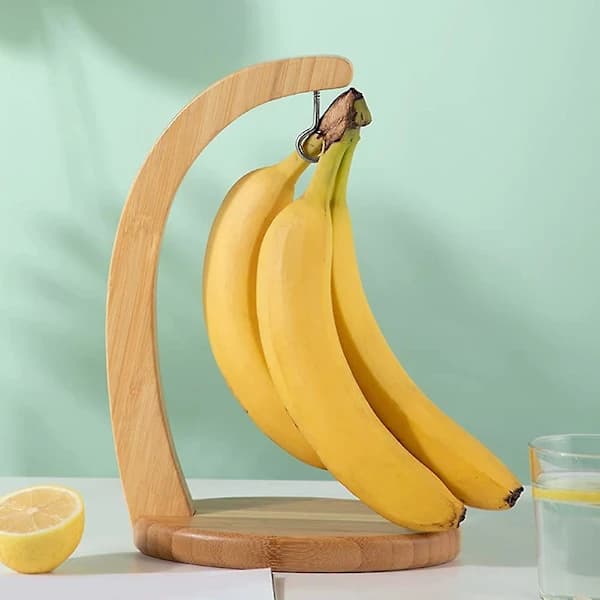 Banaaniteline, Bambuinen banaaniteline, Hedelmäkori banaanikoukulla keittiöön, hotelliin (ruskea)