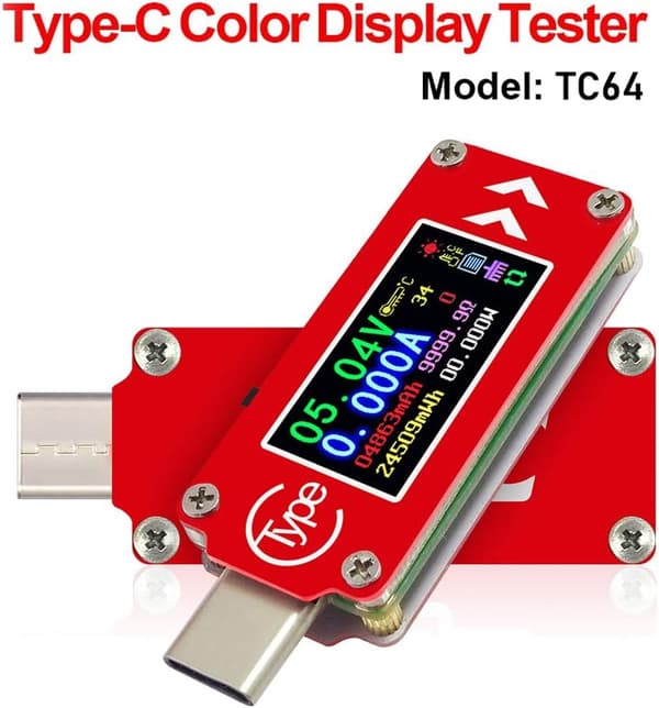 Typ-C Färg LCD USB Voltmeter Amperemeter Spänningsmätare Ström Mult