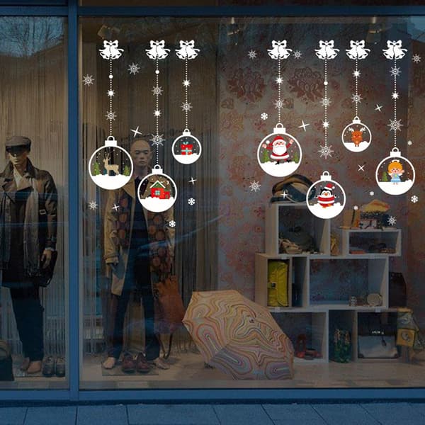 Reusable PVC Window Decals Christmas Balls Snowflakes Reindeer