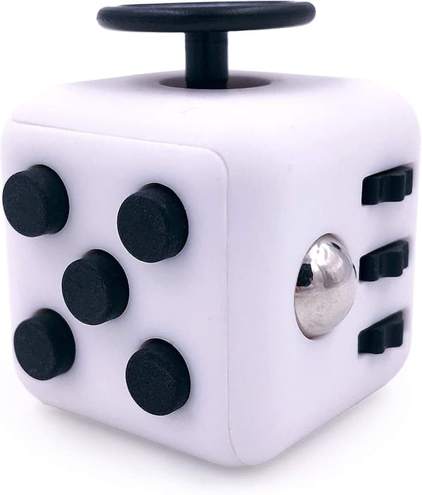 Fidget Cube - Hvit, Antistressleke for Barn og Voksne, Angstdempende, Dekompresjonsleke med 6 Beroligende Moduler