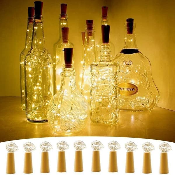LED Bottle String Lights 10 Pcs 1M 10 LED Flexible Copper Wire String Lights for Halloween Christmas Party Wedding Garden Decoration