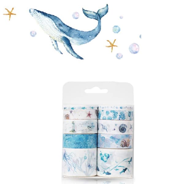 10 ruller Washi Tape Havstema Tape til Scrapbooking DIY Kunst Håndværk Bullet Journals Gaveindpakning