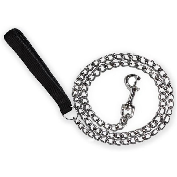 Chain Leash (120 cm) Solid Metal Leash Leather Handle