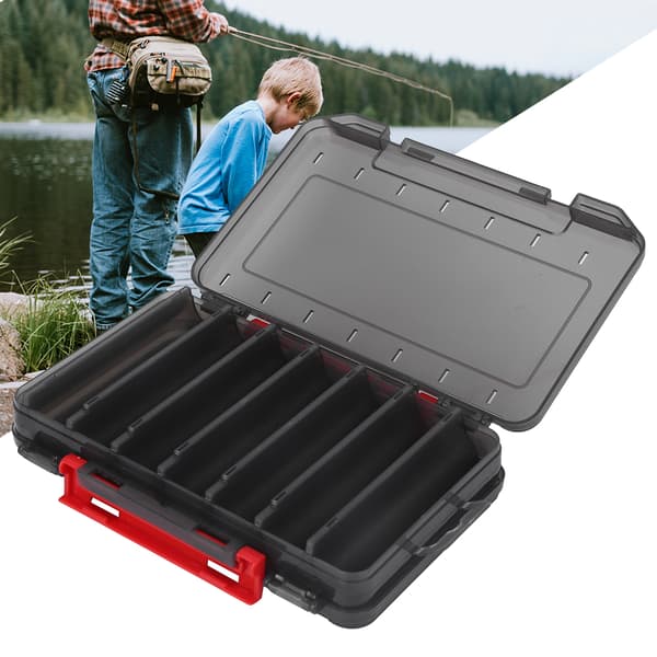 Multifunksjonell PVC Dobbeltlags Agnboks Fiskeagn Tilbehør Grå Agnboks
