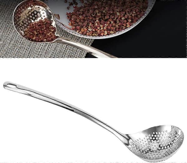 Slotted Spoon, Stainless Steel Hot Pot Strainer, 2-Pack, Long Handle Cooking Spoons, Kitchen Utensil