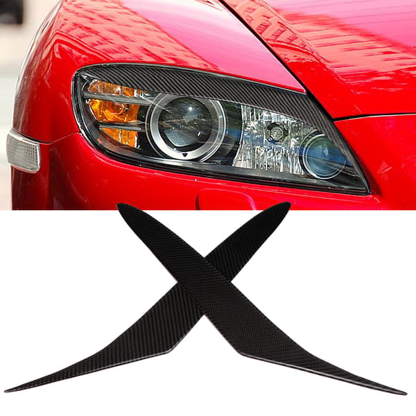 Frontlys øyenbryn karbonfiber frontlys øyelokk trim dekaler passer til Mazda RX8 Coupe 2004-2008