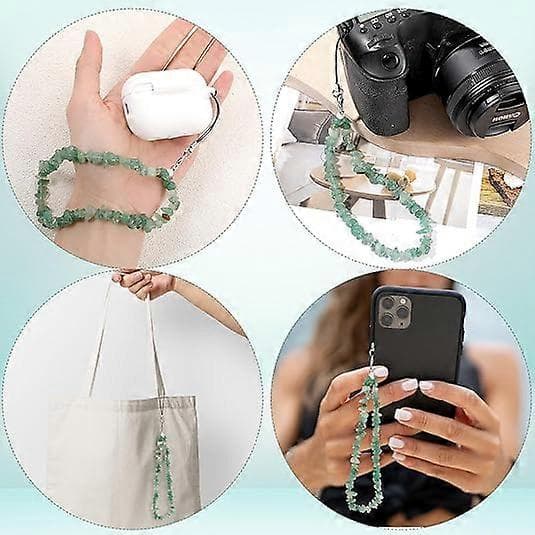 Turquoise Green Phone Charm, Natural Gemstone Beaded Phone Strap Wrist