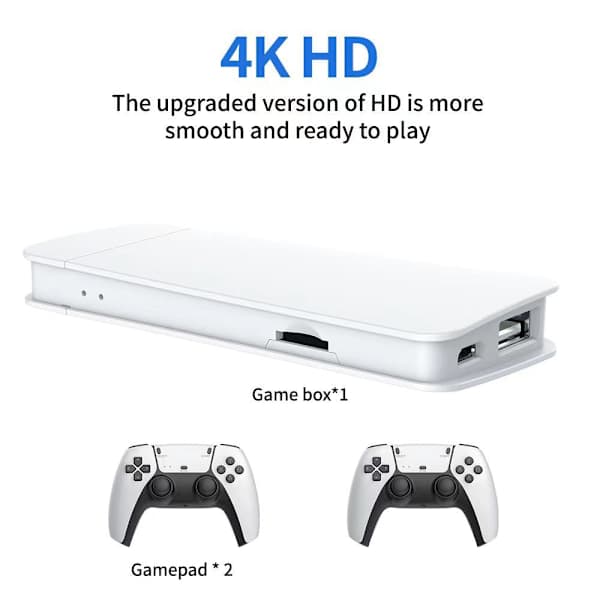 Wireless Retro Gaming Console with 20,000 Built-in Classic Games, 4K HDMI TV Output, 2.4G Wireless Controller, and 64G Nostalgic Game Stick