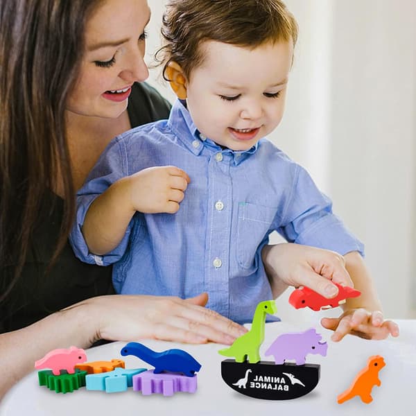 Træ Dinosaur Dyrestabelklodser Montessori Balancering, ZQKLA