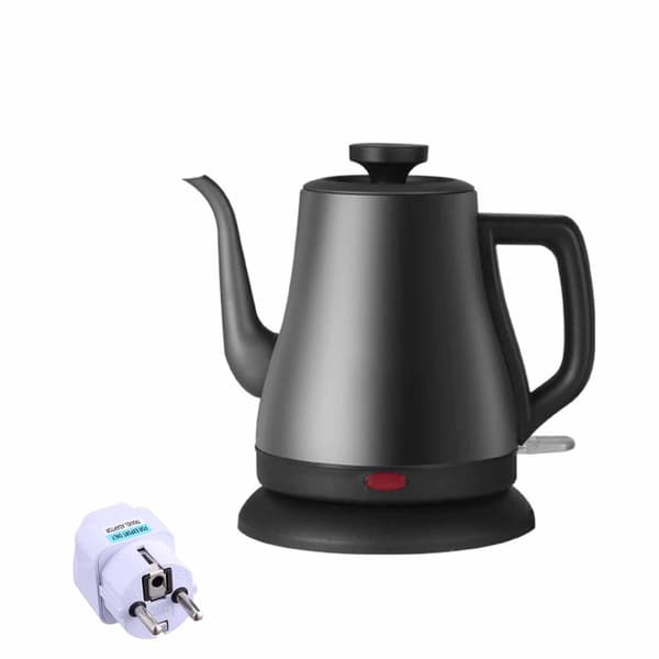 Long Spout Electric Kettle With Germany Plug Adapter Ergonomic Handle Tea Kettle For Boiling Water Grey Grey