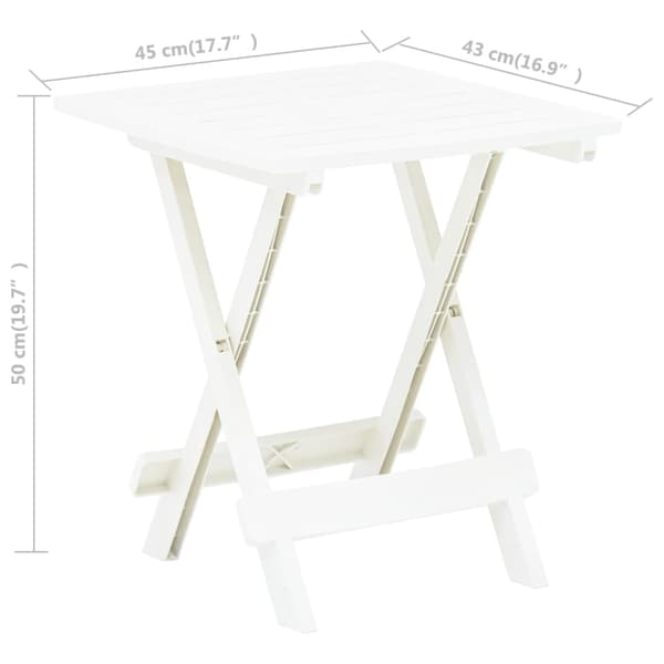 vidaXL Sammenleggbart hagebord hvit 45x43x50 cm plast Vit white