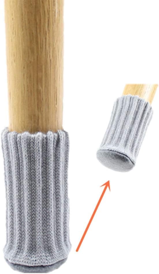 24-pack Chair Socks, Grey Thick Double-Knitted Chair Leg Socks Non-Slip Feet Protect Floor