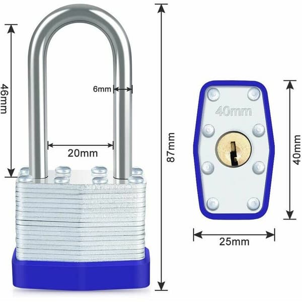 40 mm Outdoor Laminated Steel Padlock, [2-Pack] [4 Keys] Waterproof