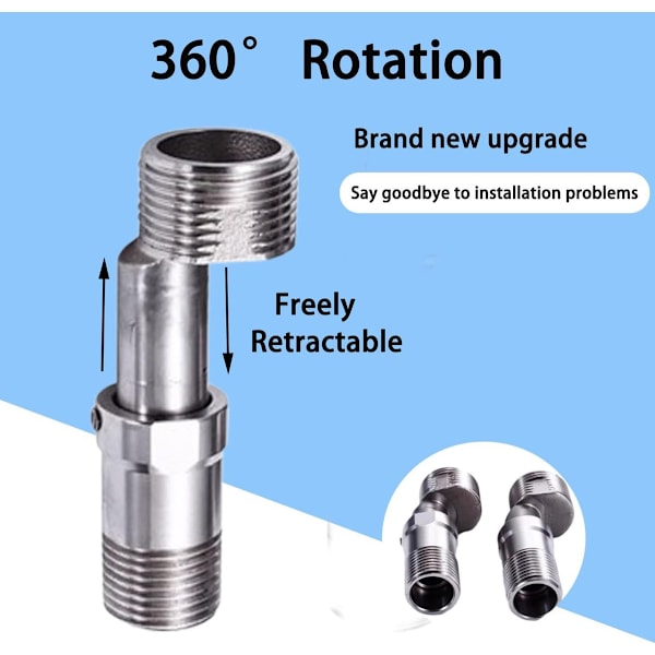 ING Two-piece Angle Mixer, 360-degree Adjustable Spout, Angle Mixer Adapter, Practical Angle Mixer, Length-Adjustable Offset Shower Mixer (Silver)