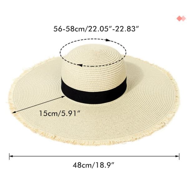 Dam Solhatt i Halm Boho Stor Brätte Trasig Strandhatt Vår Sommar Utomhus