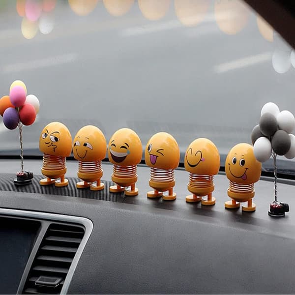 14 stk Vår Søte Emoji Ristende Dukker Bilinteriør Ornament Instrumentpanel