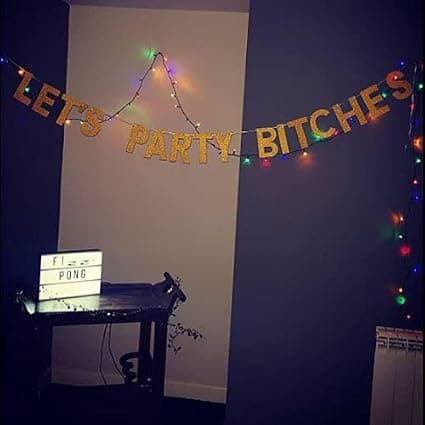 4 stk LET'S PARTY BITCHES Girlander, Glitter Papirbannere