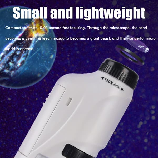 Portable Microscope for Kids Pocket Microscope Science Toys Educational Microscope Kit for Children Birthday Christmas Gift