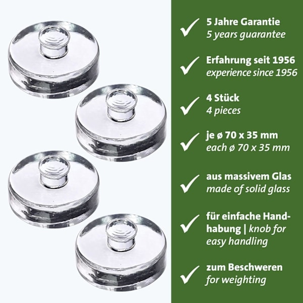 Glasfermenteringsvikter, 4-pack, Ø7cm, Fermenteringstillbehör för hembryggning
