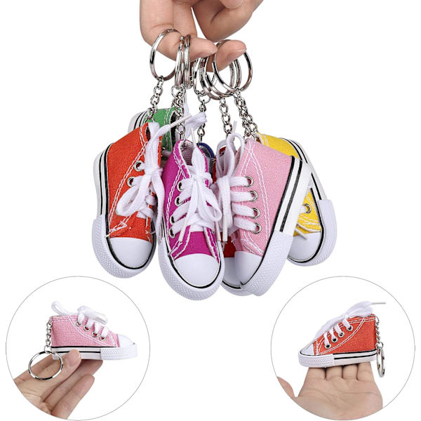 12 Nyckelringar, Mini Canvas, Sneaker Nyckelring Berlocker