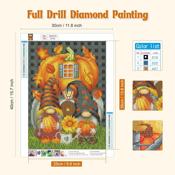 30*40cm Nisser Diamantmaleri Kits Voksne, Diamantkunst Gresskar K