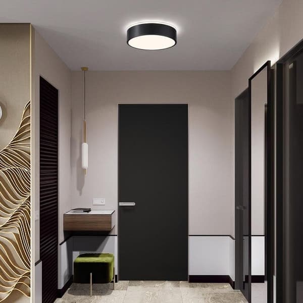 Sort LED Loftlampe, Minimalistisk Plafond, Loftlampe 3 Farvetemperaturer, 24 cm Velegnet til Soveværelse Balkon Spisestue Studieværelse