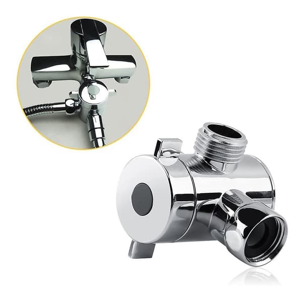 ABS Chrome 3-Way Diverter Hose Connector T-Shape Adapter Connector for Angle Valve Hose Bath Shower A [DB] silver silver