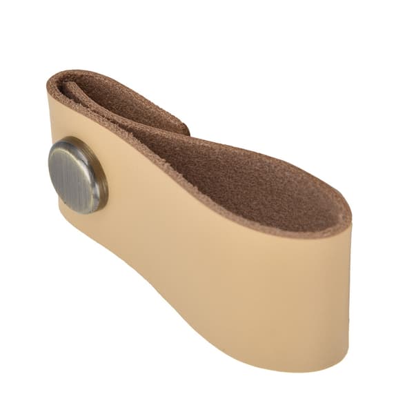 Faux Leather Luggage Handle Modern Simple Hole Hidden Cabinet Pull for Door Wardrobe Light Brown