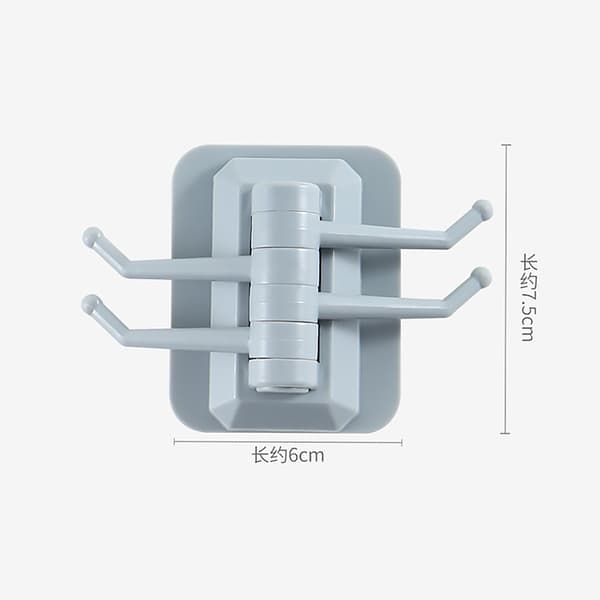 The new 4 hooks multi-function rotating hook Kitchen Bathroom Wall Storage Strong self-adhesive towel rack Free punching No Trac White White