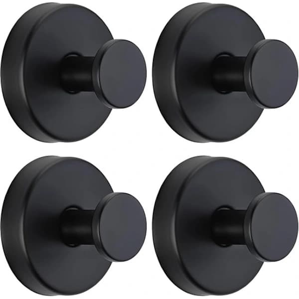 Suction Cup Towel Hooks 4-Pack, 304 Stainless Steel Wall Hooks for Bathroom Kitchen Glass and Tile, Black