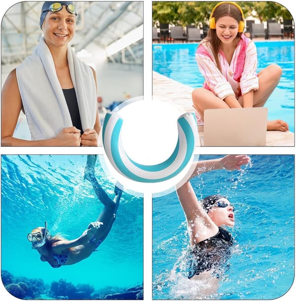 Flydende Pool-Pommes af PVC, oppustelig, stribet, sommerlege, dimensioner 76 cm -