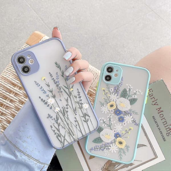 Blomma Läpinäkyvä Himmeä Pehmeä TPU Suojaava Silikoni Puhelinkuori iPhone-koolle:iphone12