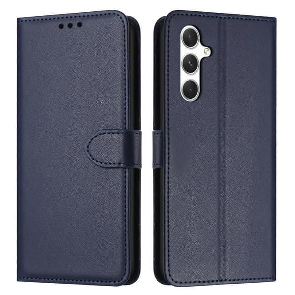 Til Samsung Galaxy A17 5G Deksel Stativ Lommebok Skinn Telefonveske med Stropp [DB] Blå Blue