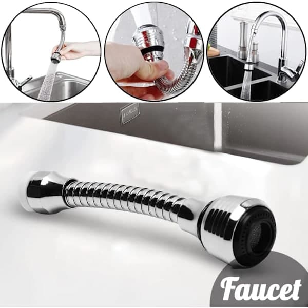Kitchen Faucet with Shower Nozzle, 2 Water Flow Modes, 360 Degree Adjustable Shower Nozzle, Extendable